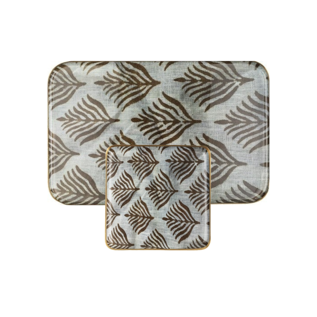 Warm Blue Enameled Trays