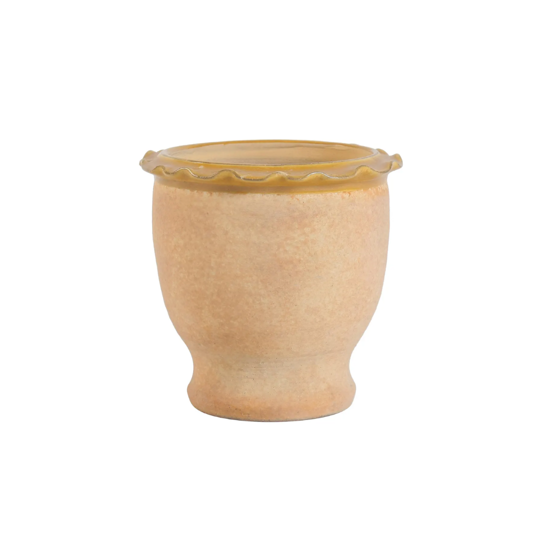 mustard yellow plant pot Mustard Yellow Rimmed Terracotta Pot