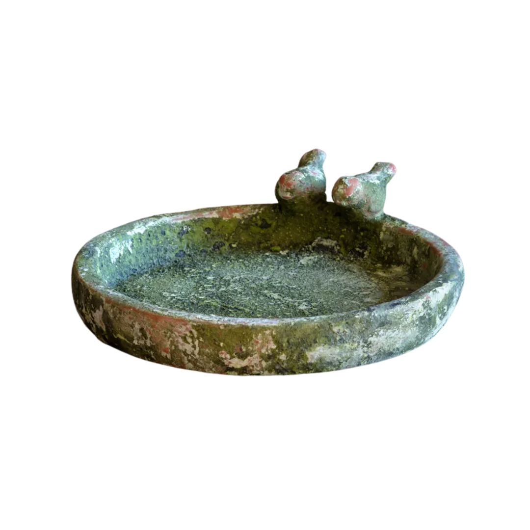 Weathered Round Bird Bath