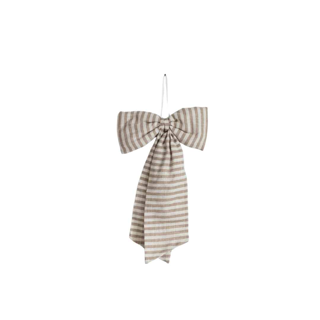 Striped Beige Fabric Bow