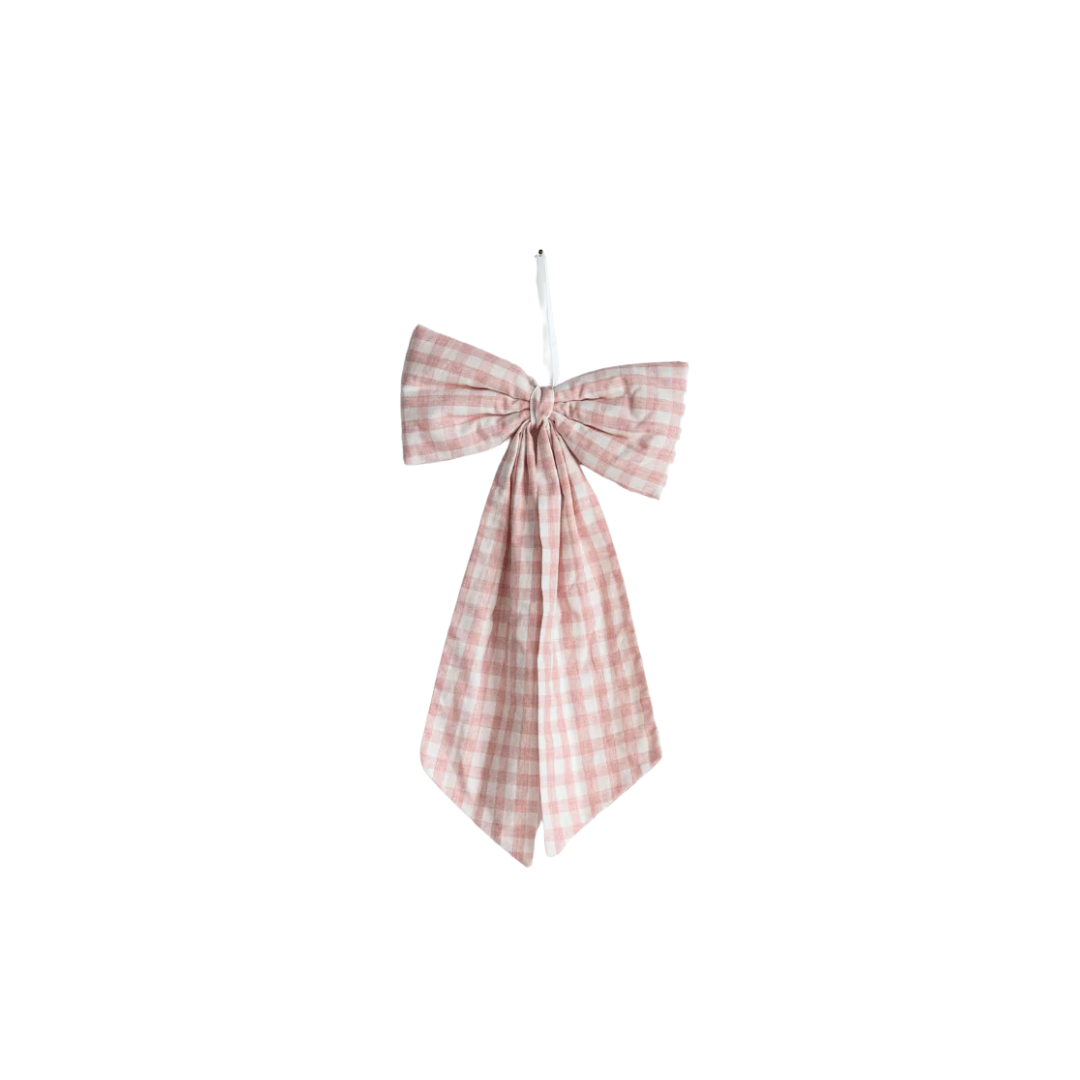 Pink Gingham Fabric Bow
