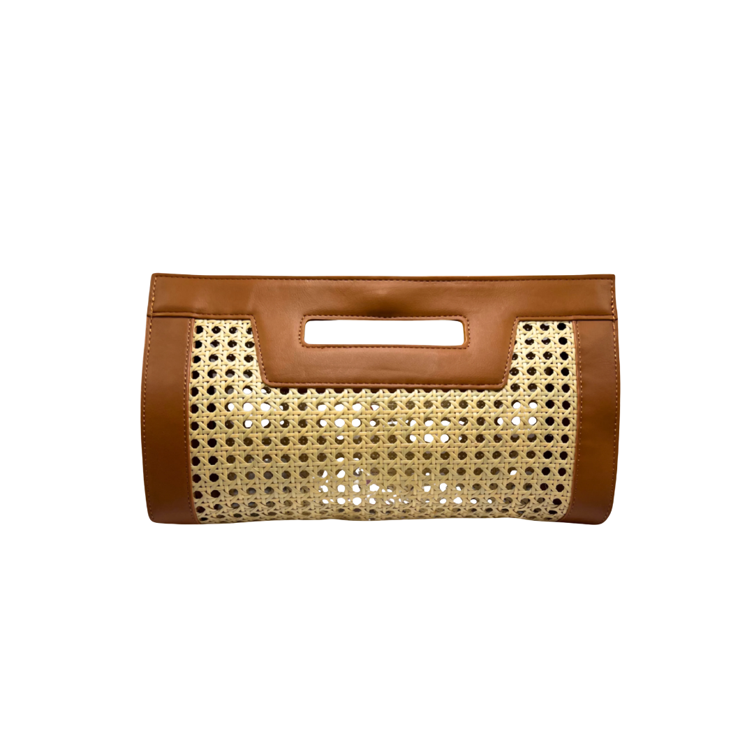 Cane and Leather Clutch