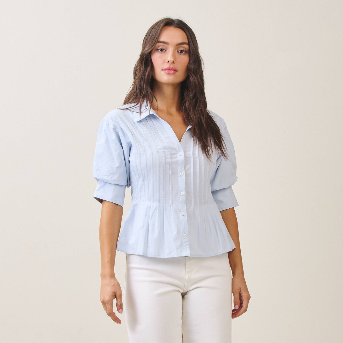 Short Sleeve Pintuck Shirt