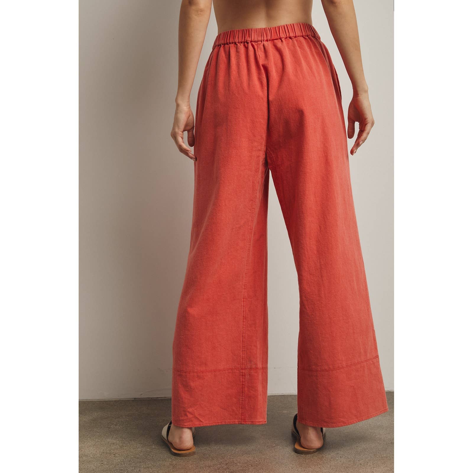 Cotton Wide Leg Pull-On Pants