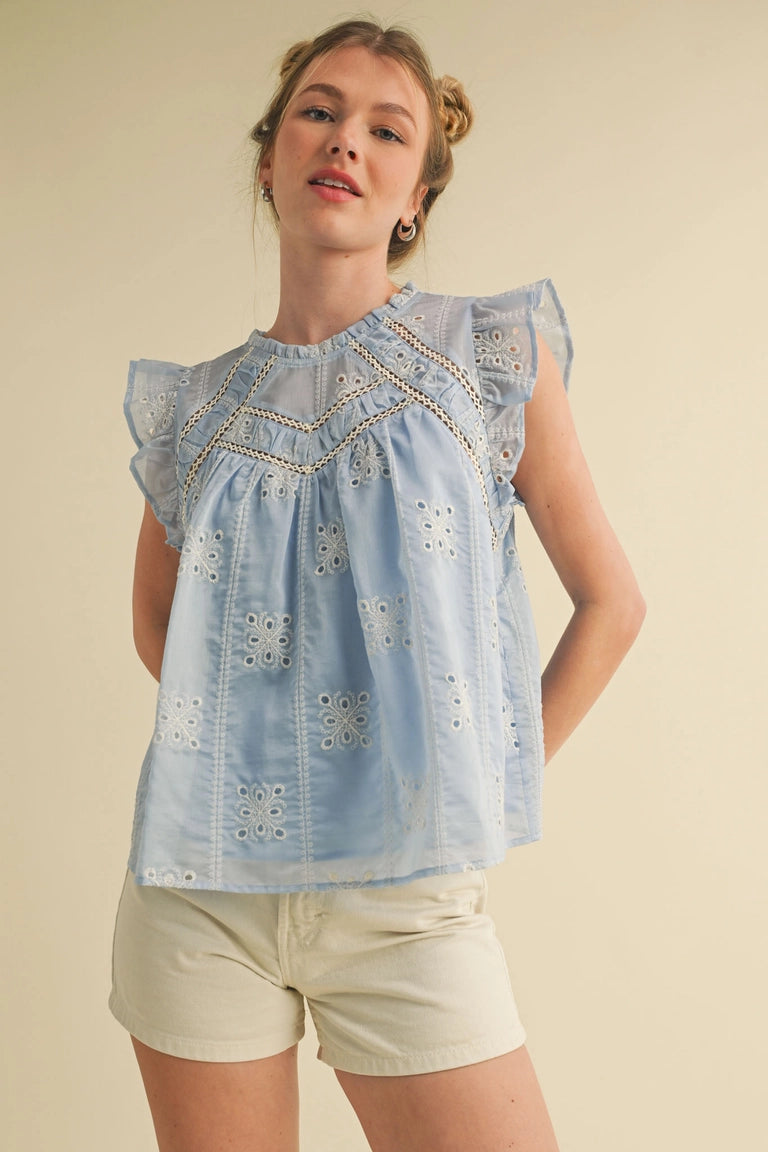 Eyelet Lace Trim Top