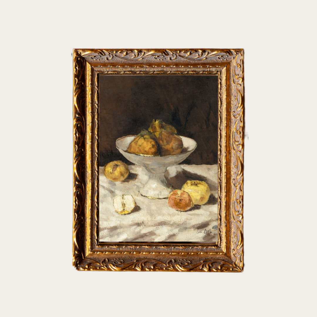 Antique Fruit in Brass Gold Frame