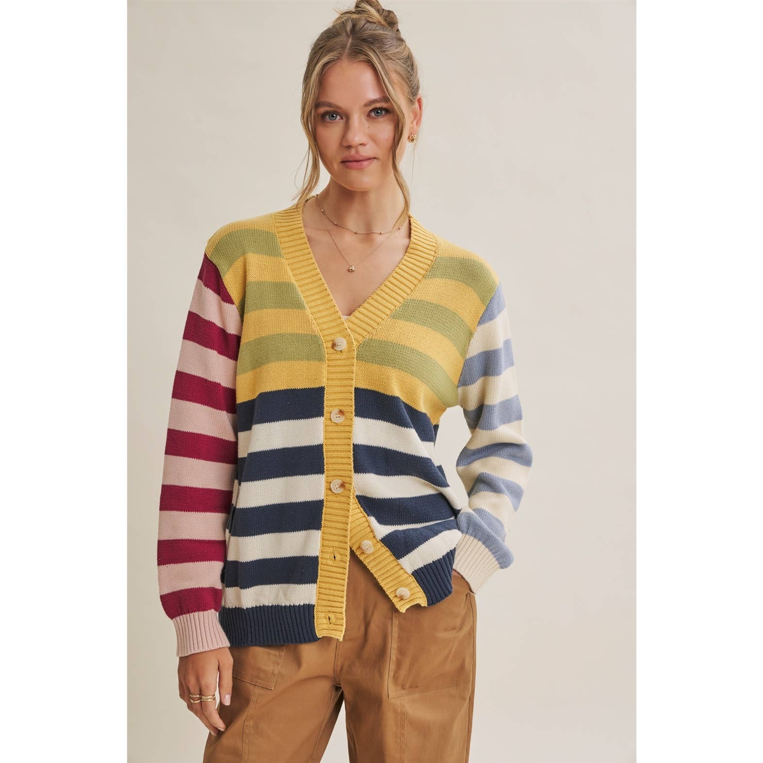 Playful Multi Color Stripe Cardigan