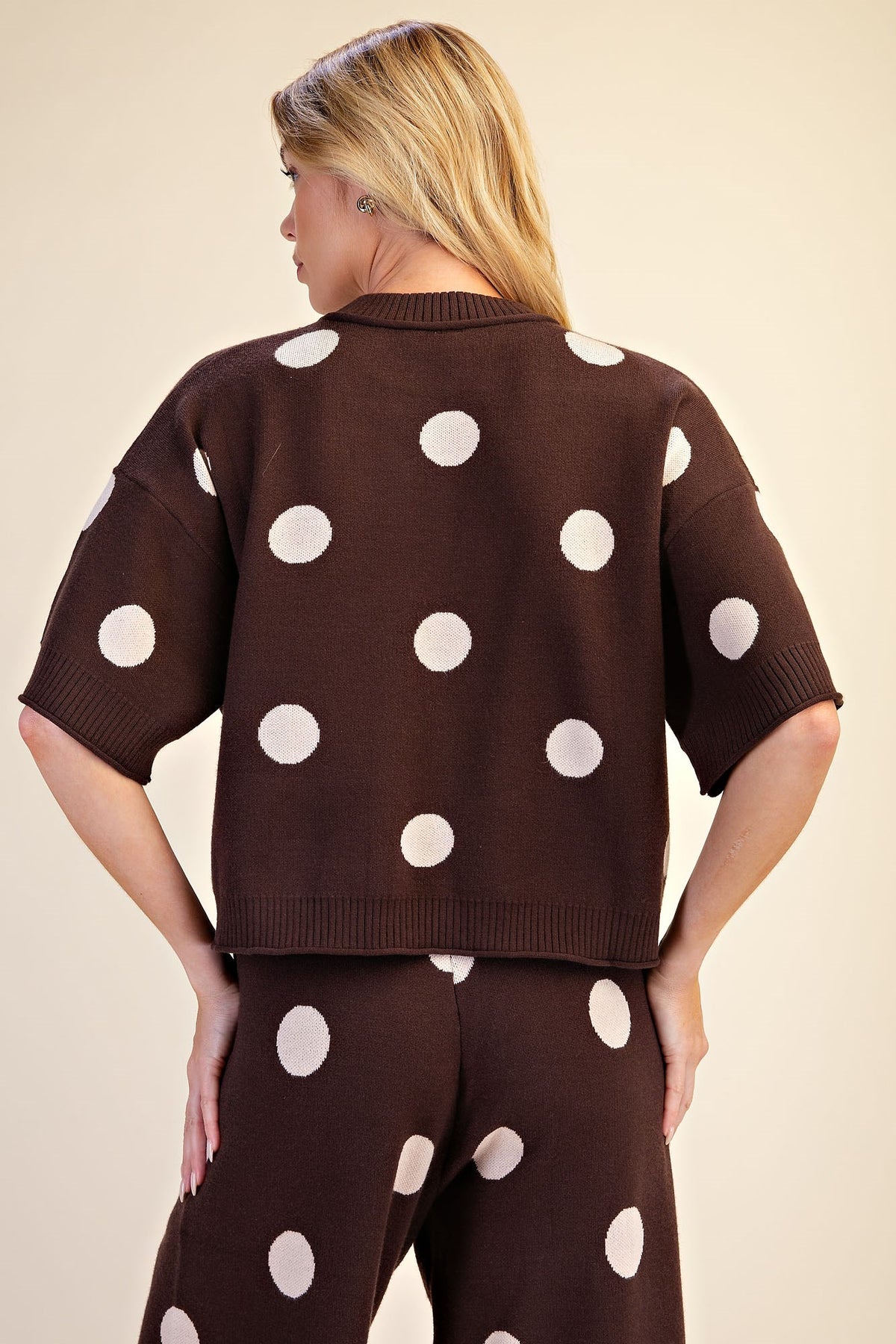Polka Dot Short Sleeve Sweater & Pants Set