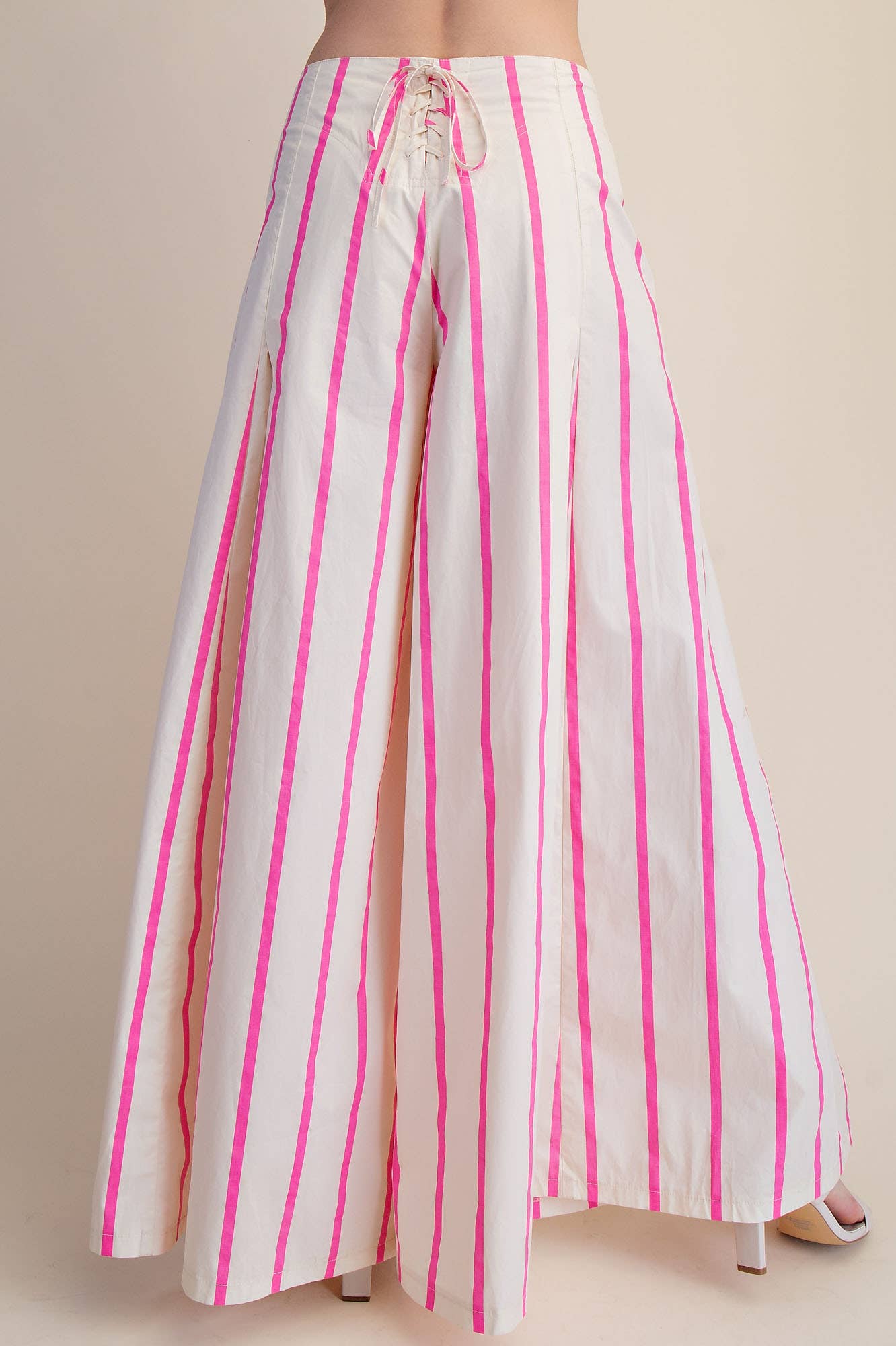 High Waist Wide-Leg Pink Stripe Pants