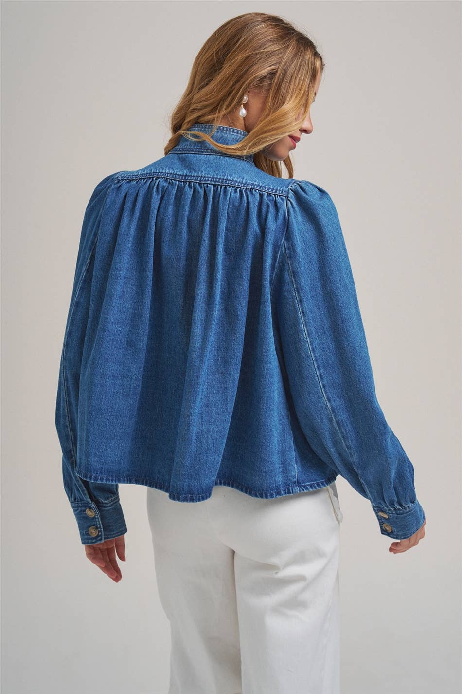 Button Front Denim Collared Jacket