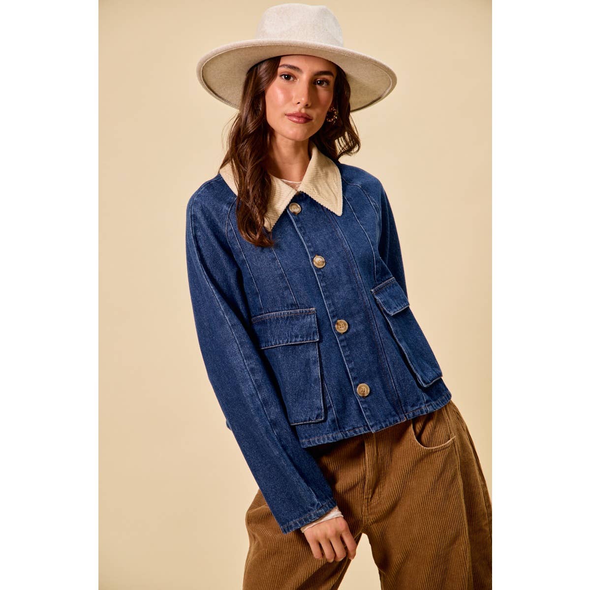 Zip Up and Button Denim Jacket