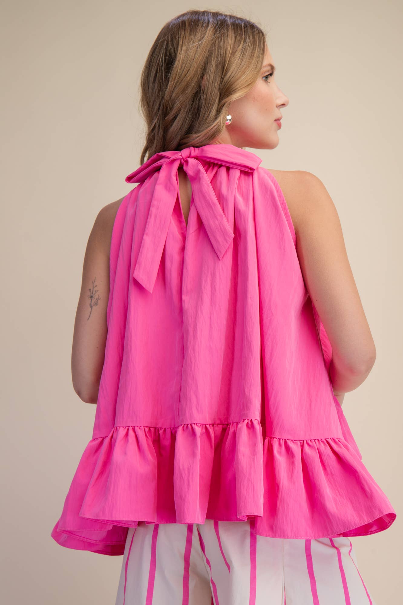 Halter Neck Sleeveless Ruffle Top