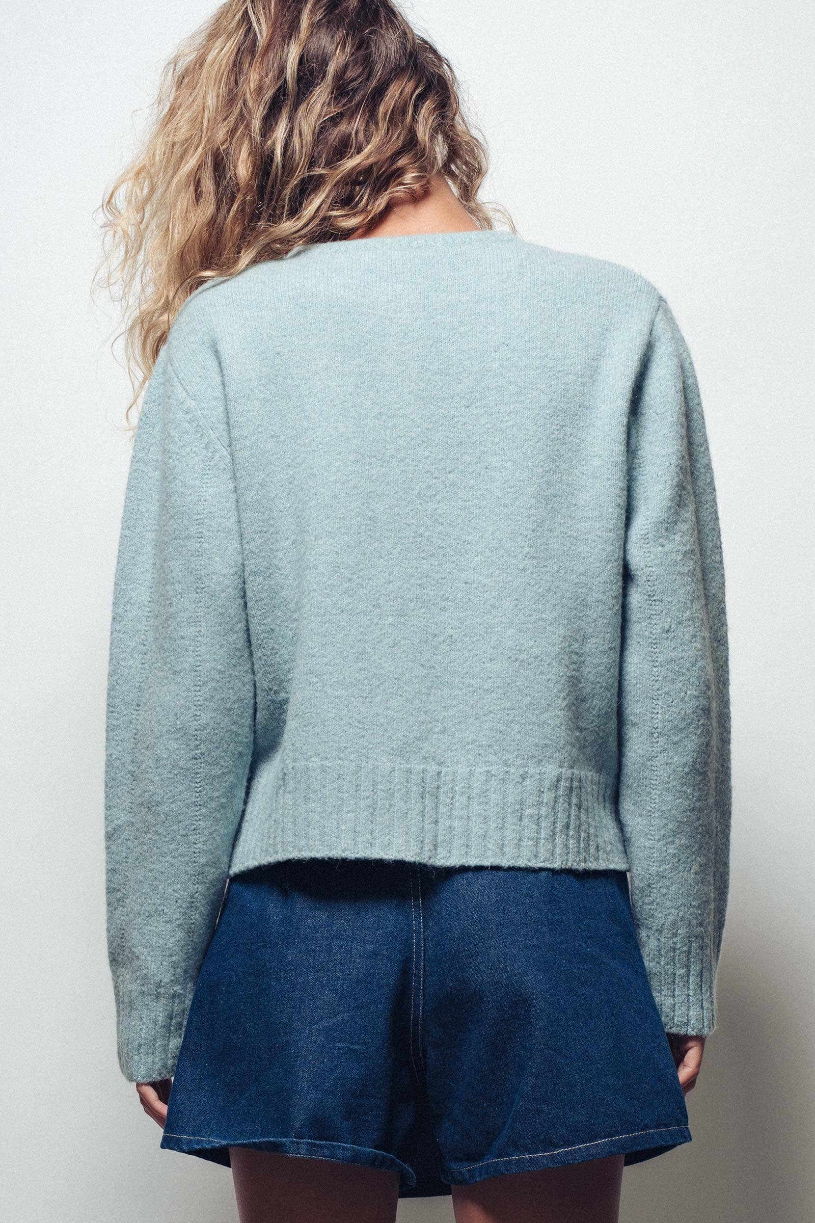 Lace Trim Wool Blend Cardigan