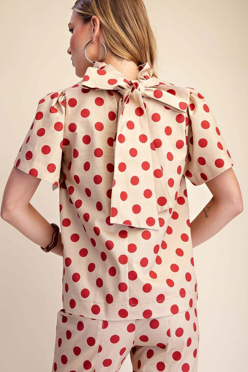 Polka Dot Ruffle Top