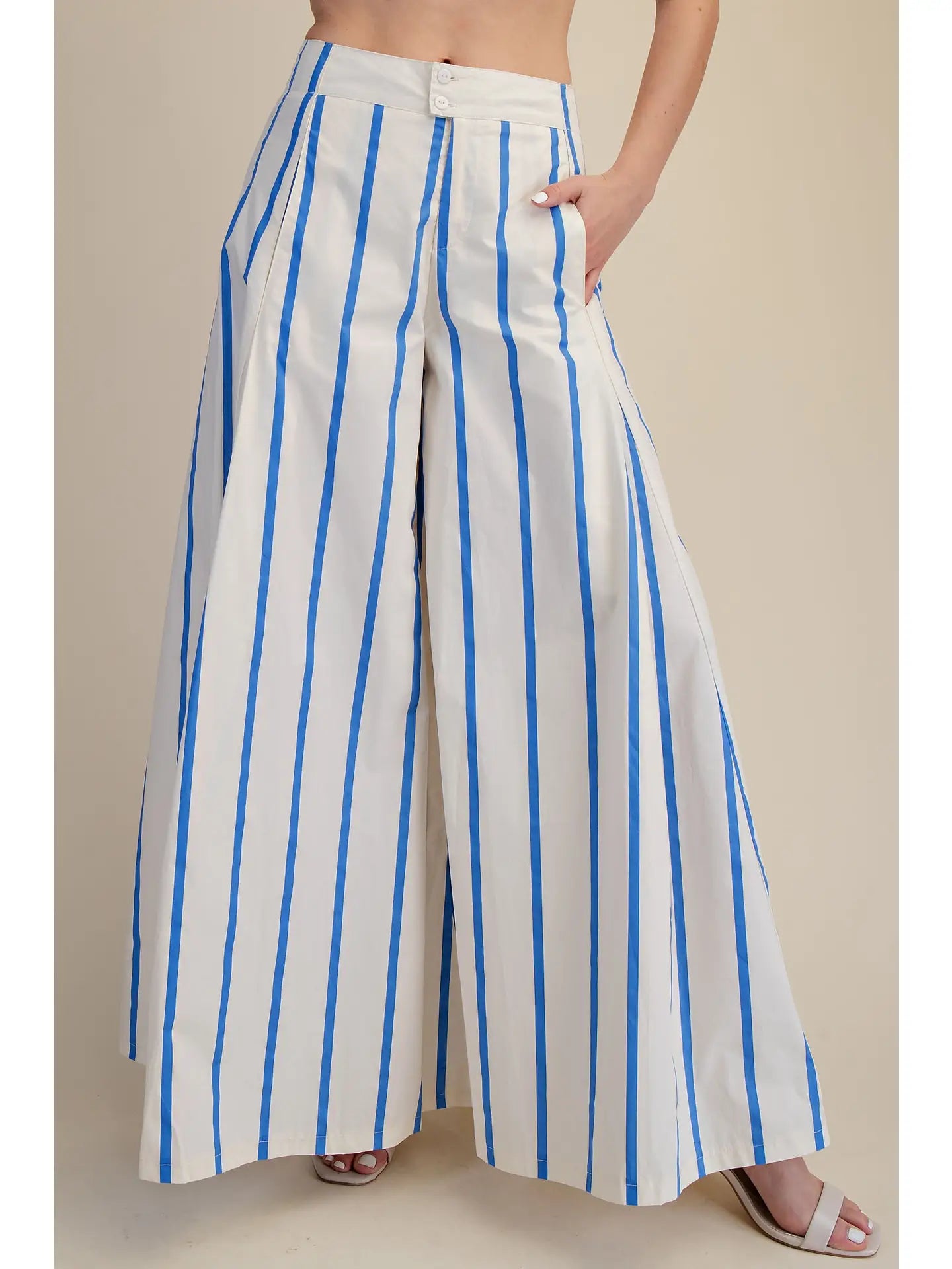 High Waist Wide-Leg Stripe Pants