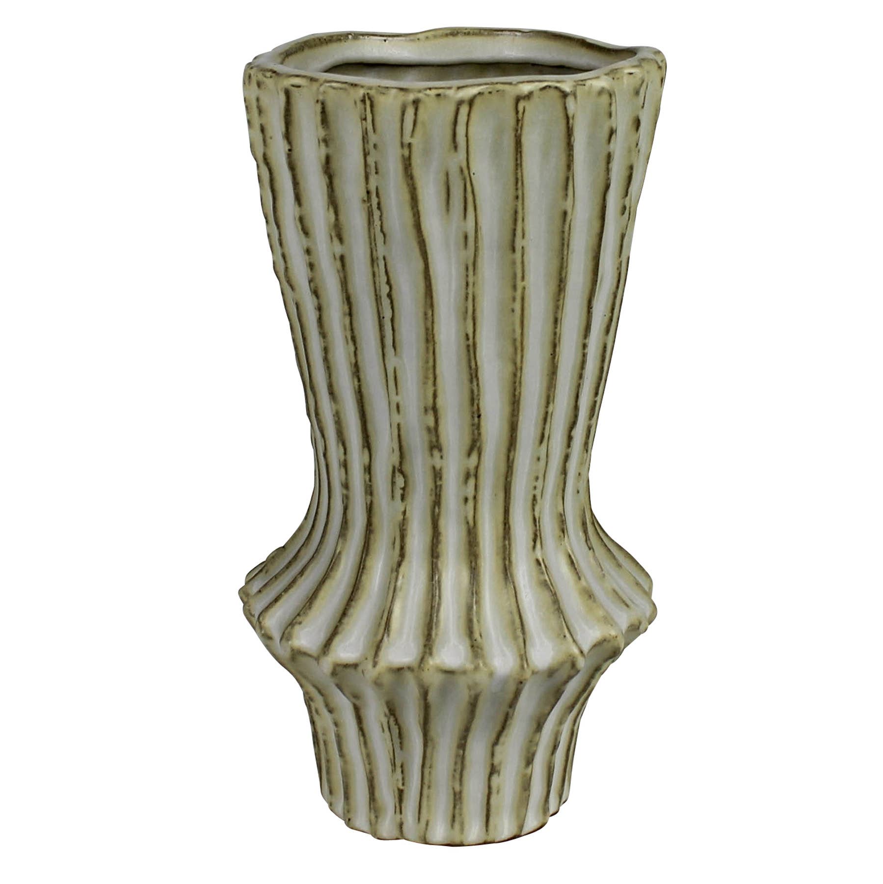 Stoneware Ribbed Vase