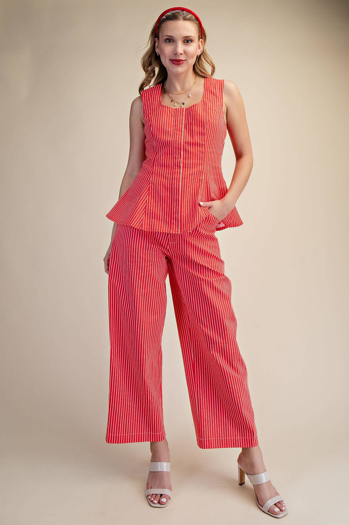 Scooped Stripe Peplum Top