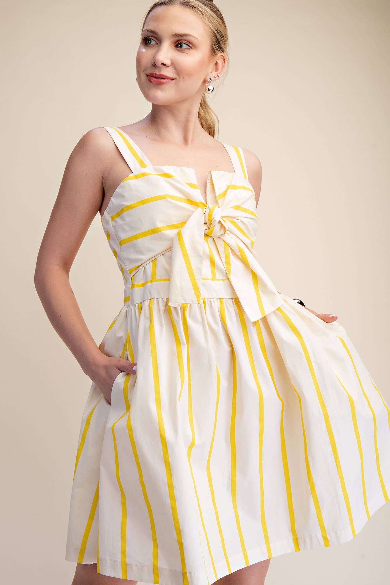 Tie Front Stripe Mini Dress S