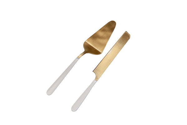 Gold and White Cake Serving Set