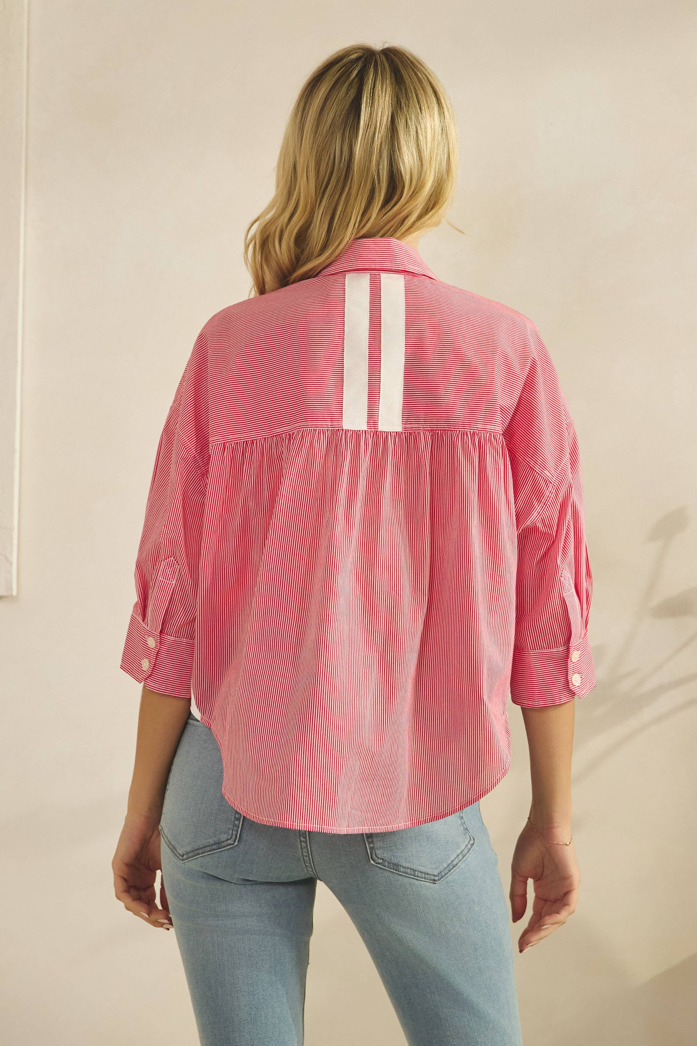 Striped 3/4 Sleeve Blouse