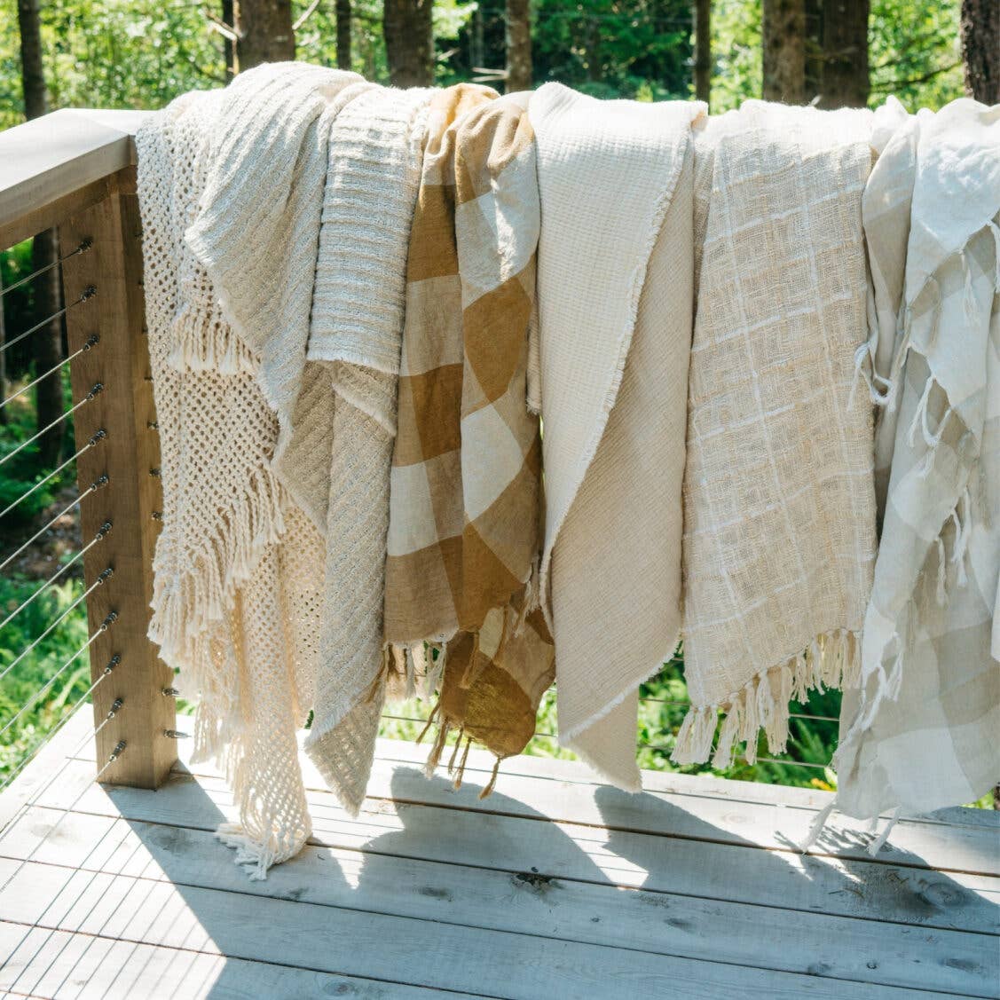 Linen Gingham Throw Toffee