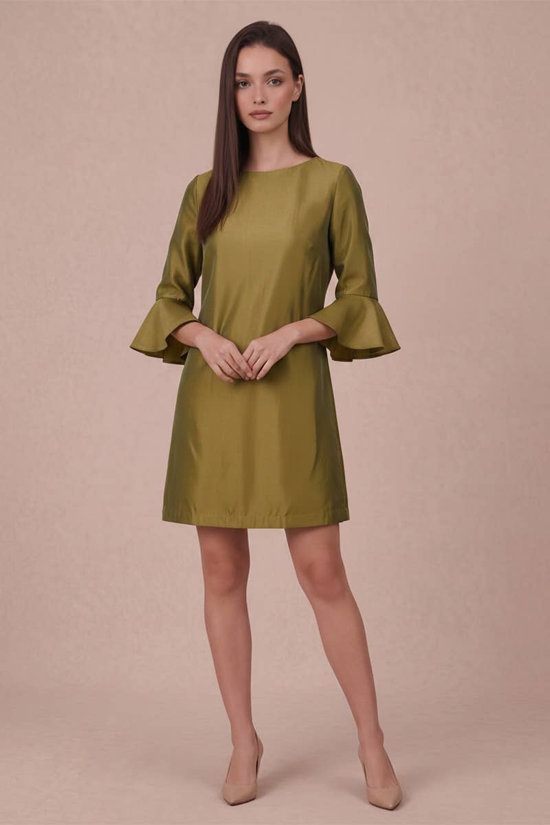 Satin Bow Sleeve Mini Dress