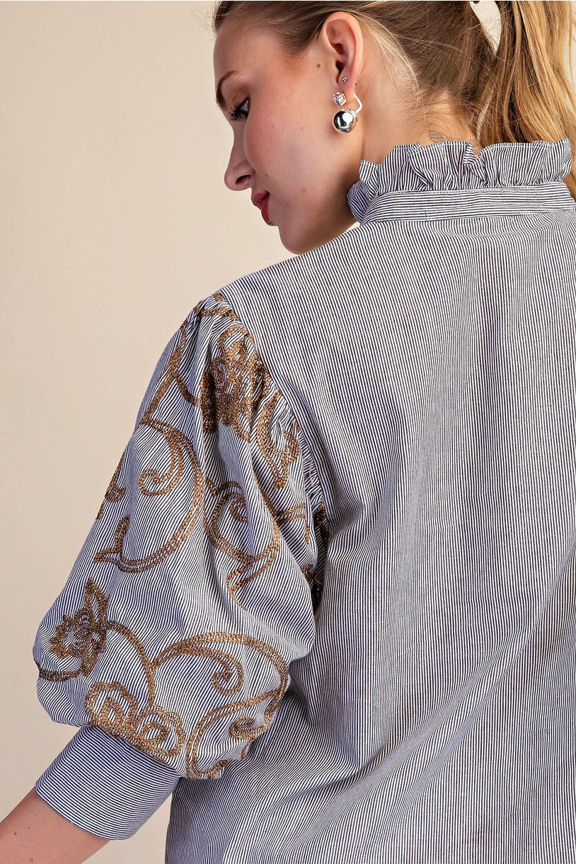 Embroidery Puff Sleeve Blouse