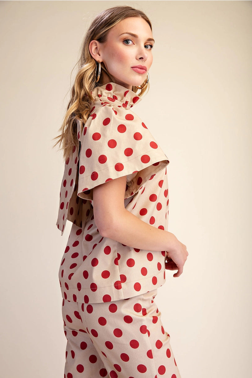 Polka Dot Ruffle Top