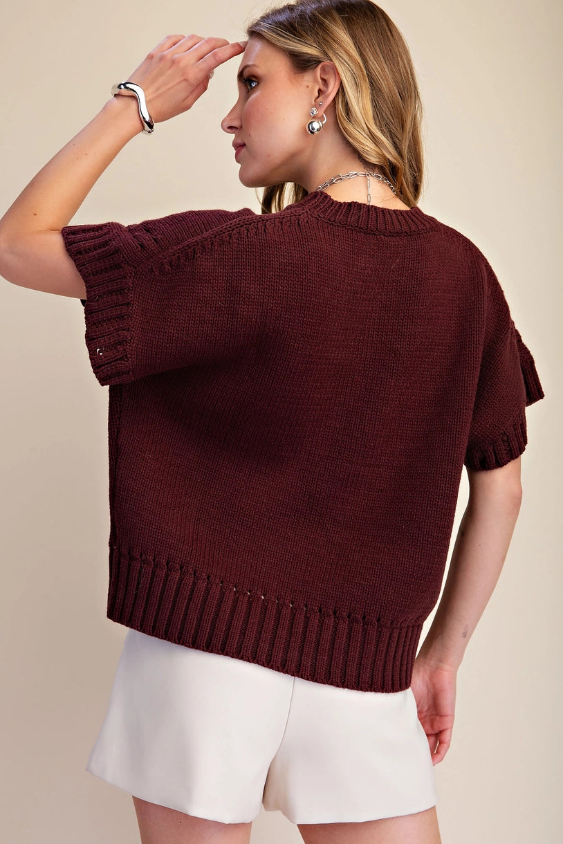 Short-Sleeve Crew-Neck Sweater