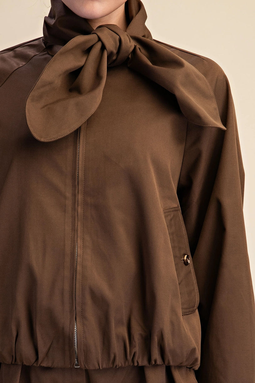 Scarf Collar Puffy Jacket