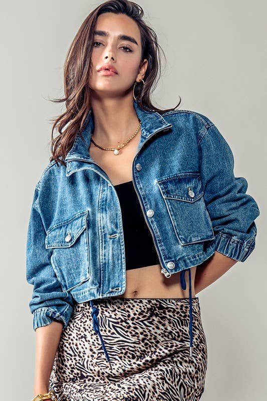 Utility Cropped Denim Jacket