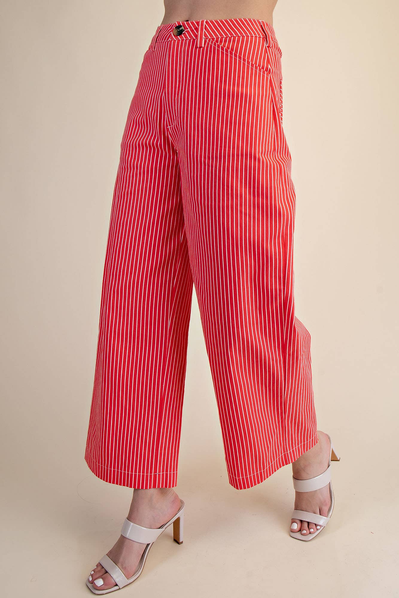 High Waist Barrel Leg Stripe Pants