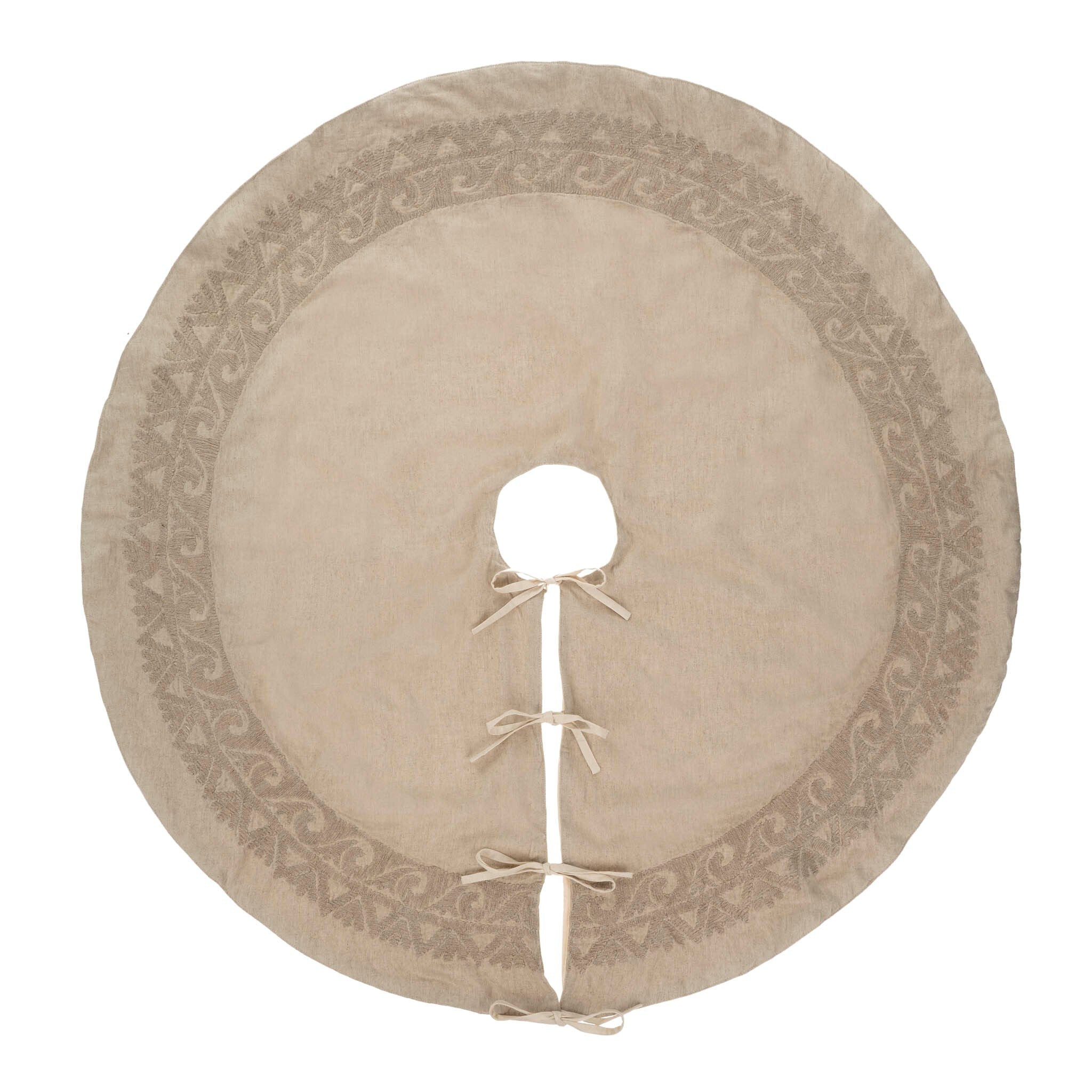 Linen Embroidered Tree Skirt