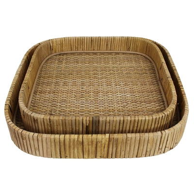 Carmen Rattan Square Trays