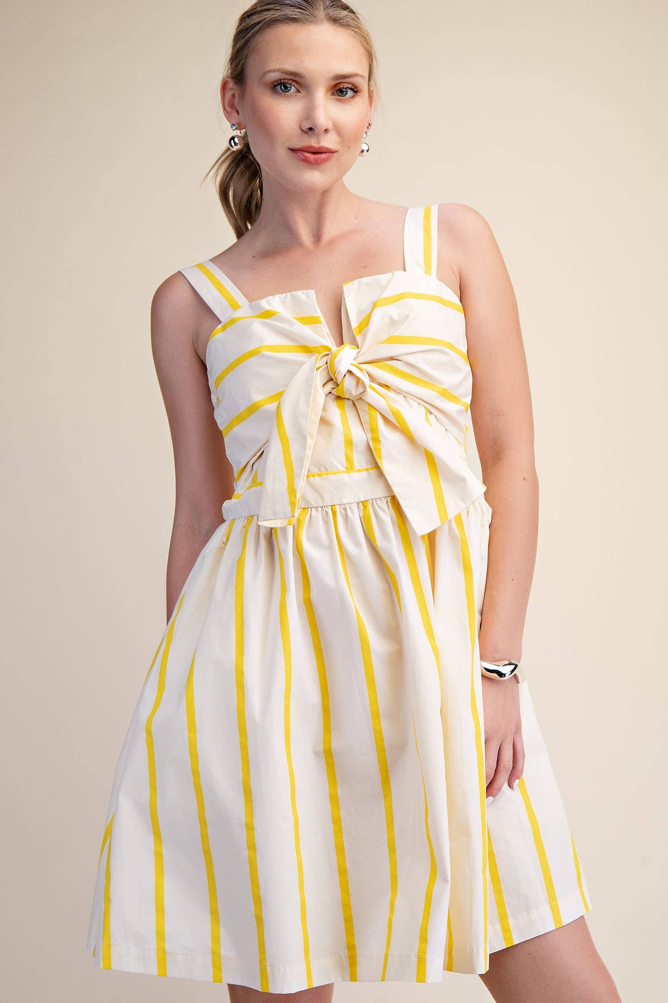 Tie Front Stripe Mini Dress