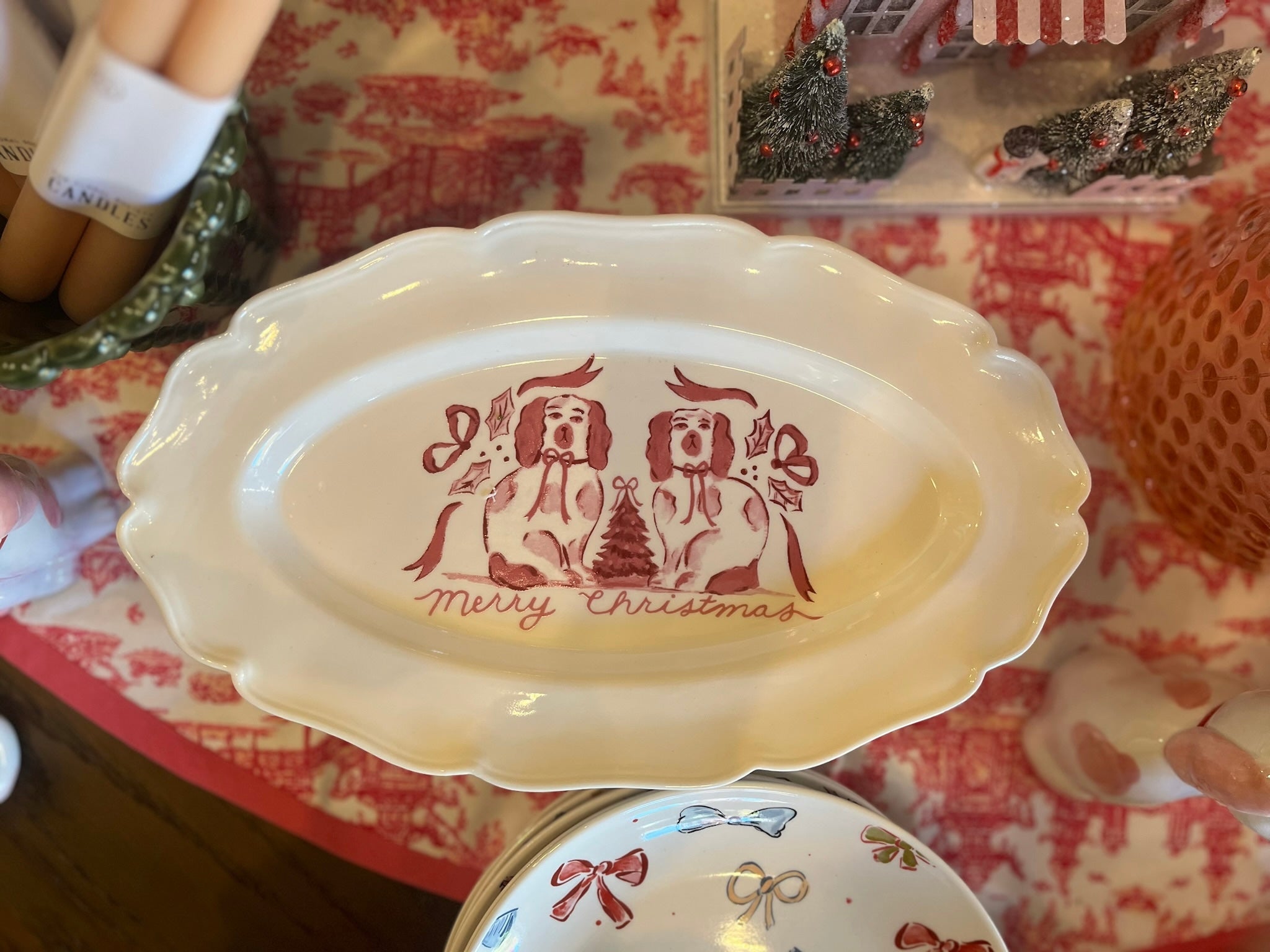 Staffordshire Dogs Holiday Scalloped Platter