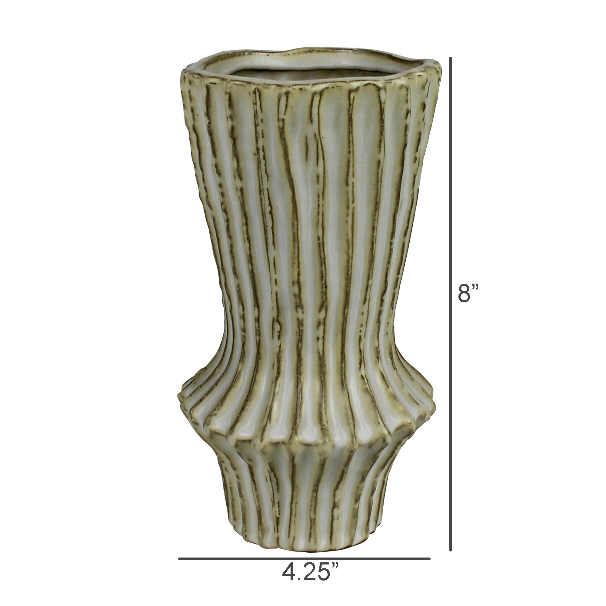 Stoneware Ribbed Vase