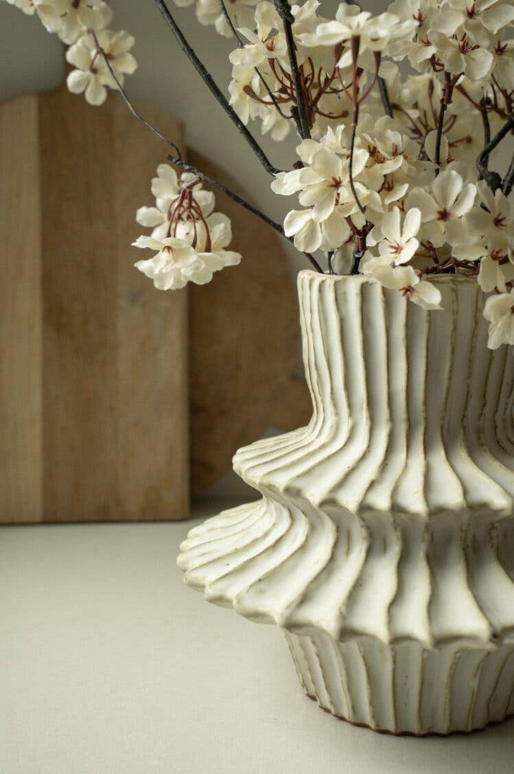 Stria Stoneware Layered Vase