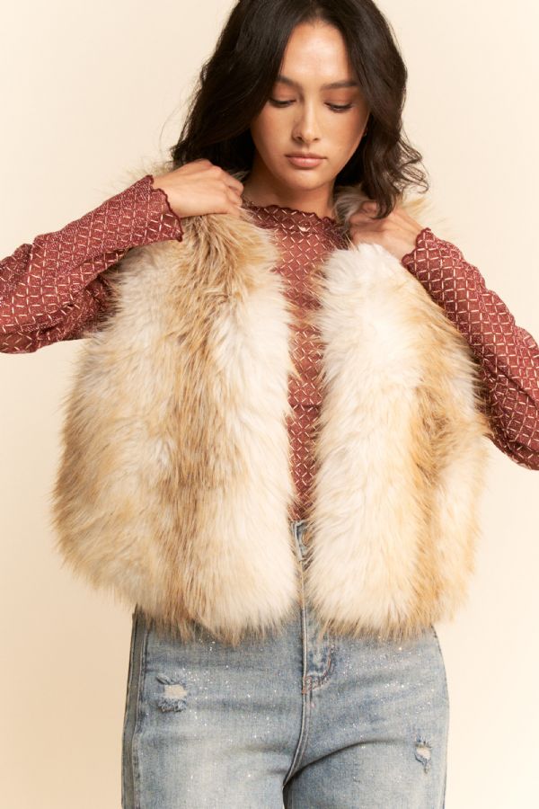 Shaggy Faux Fur Cropped Vest