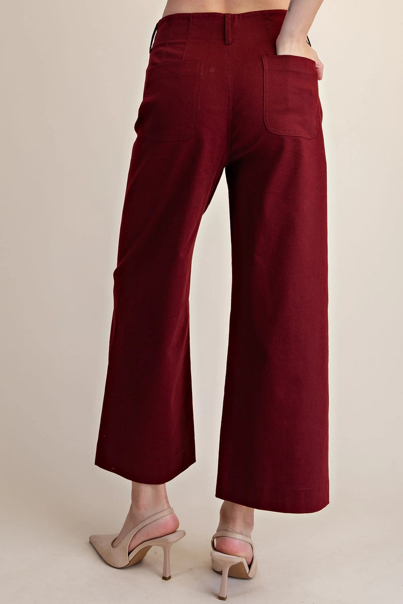 Colette Wide-Leg Scallop Pocket Pants