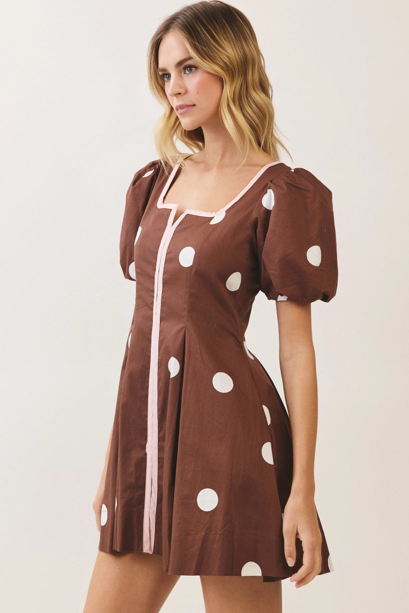 Chocolate Polka Dot Mini Dress