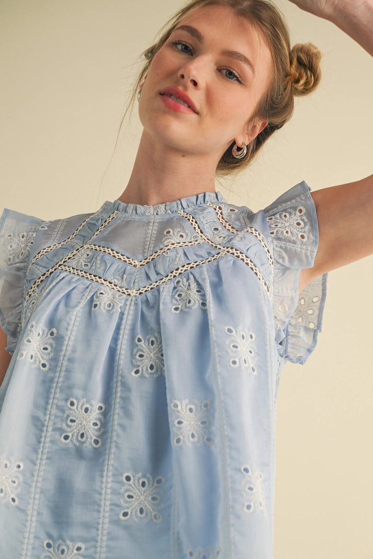 Eyelet Lace Trim Top
