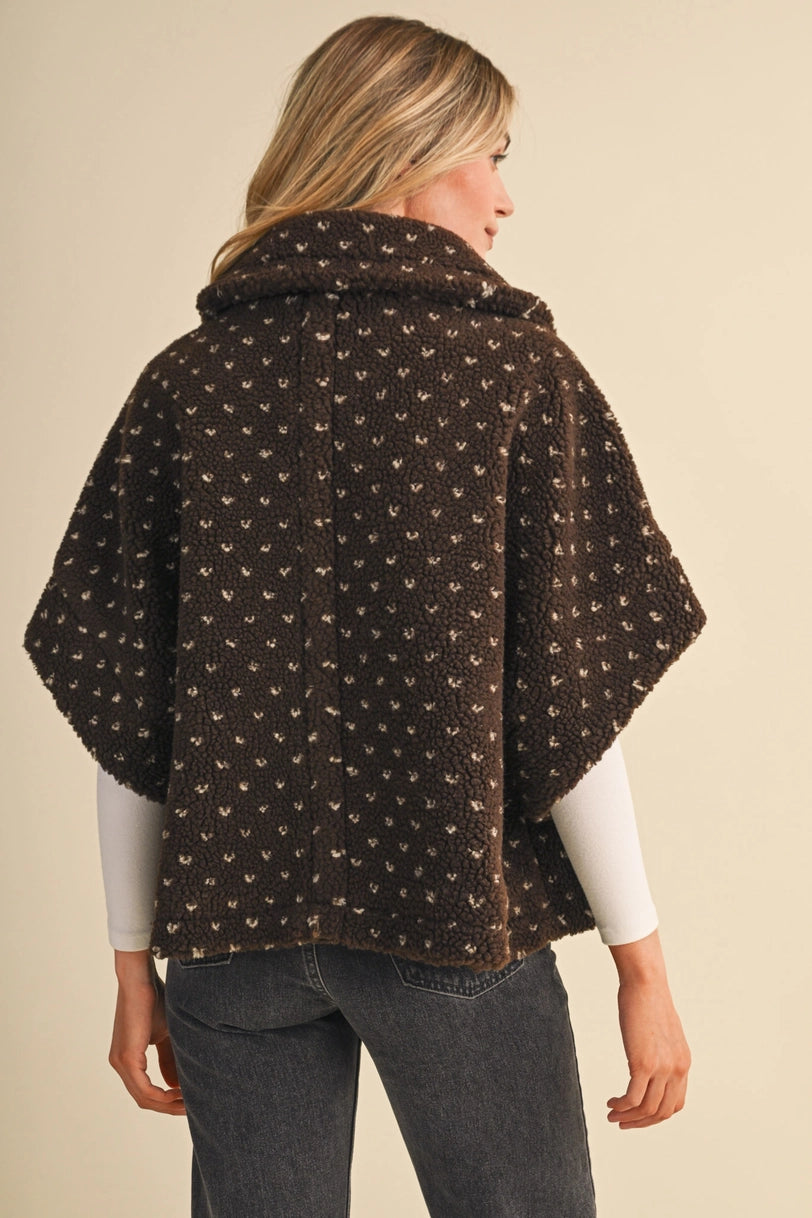 Polka Dot Faux Sherpa Cape