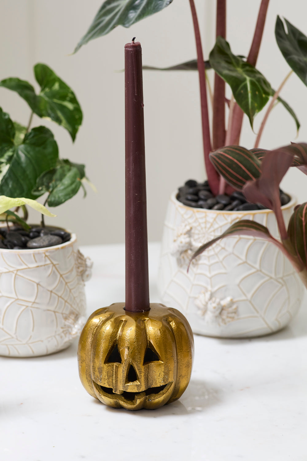 Carved Gold Pumpkin Candleholder
