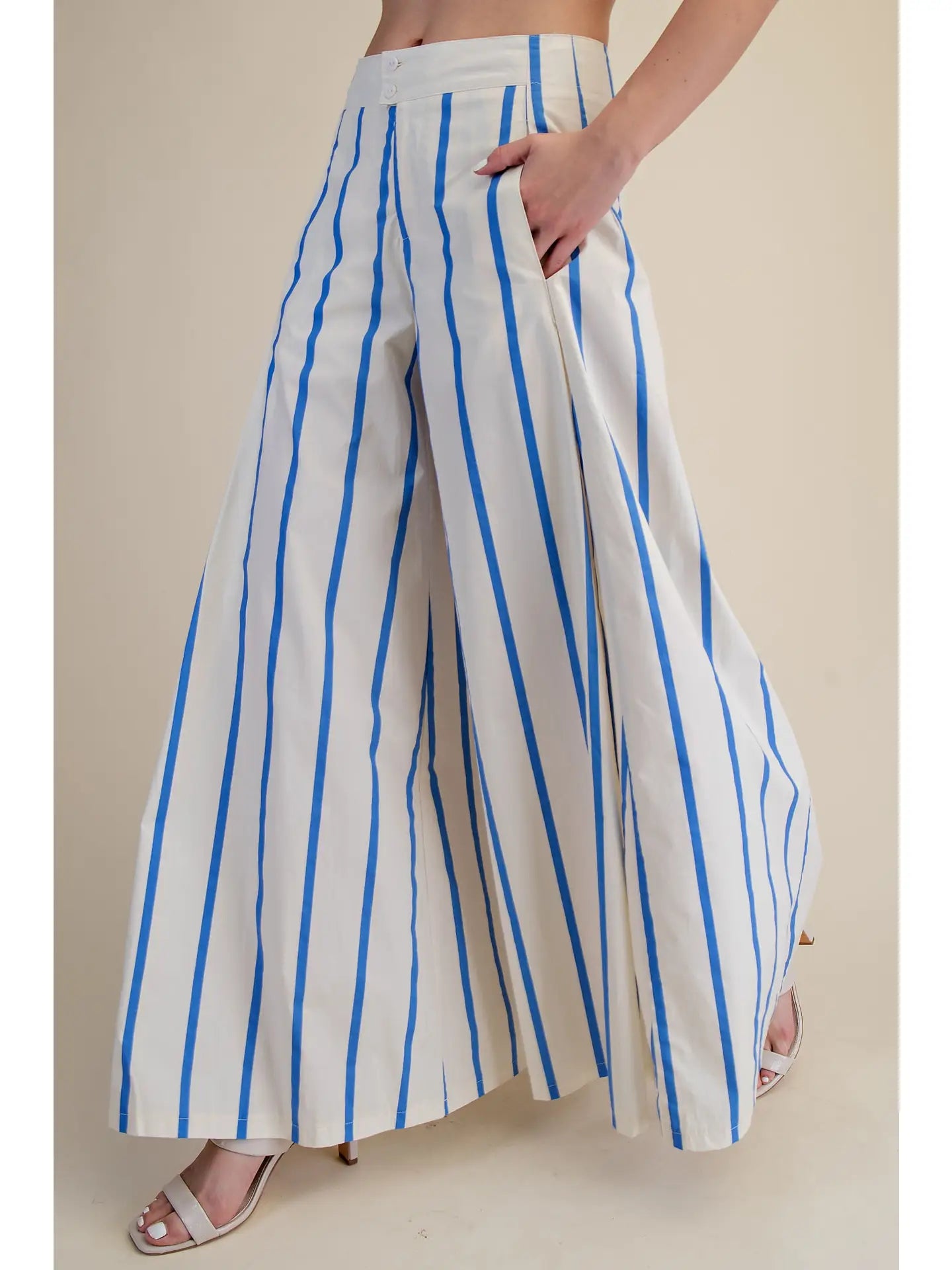 High Waist Wide-Leg Stripe Pants
