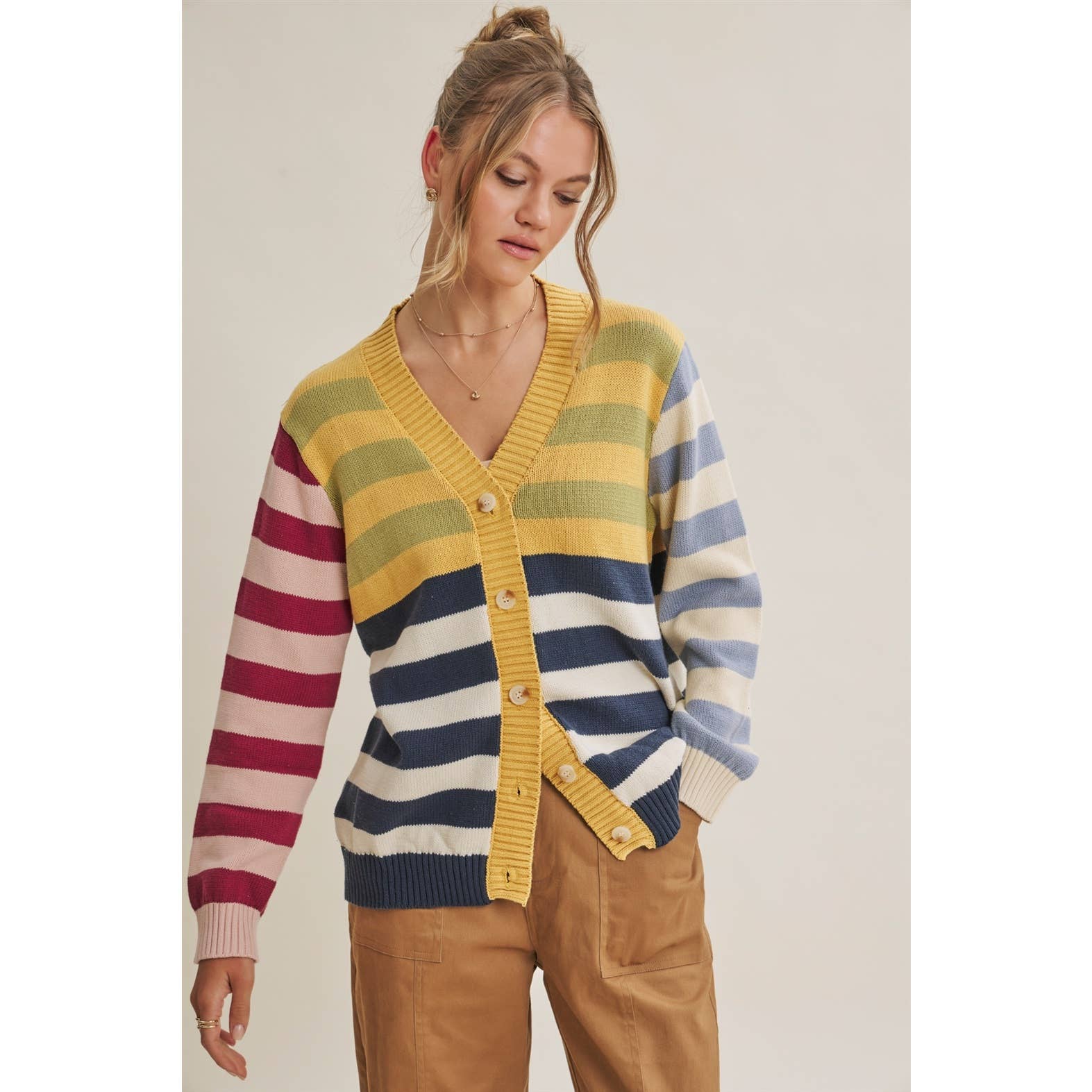 Playful Multi Color Stripe Cardigan