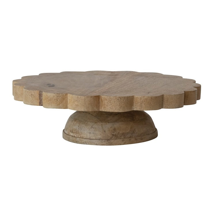 Scalloped Mango Wood Cake Stand