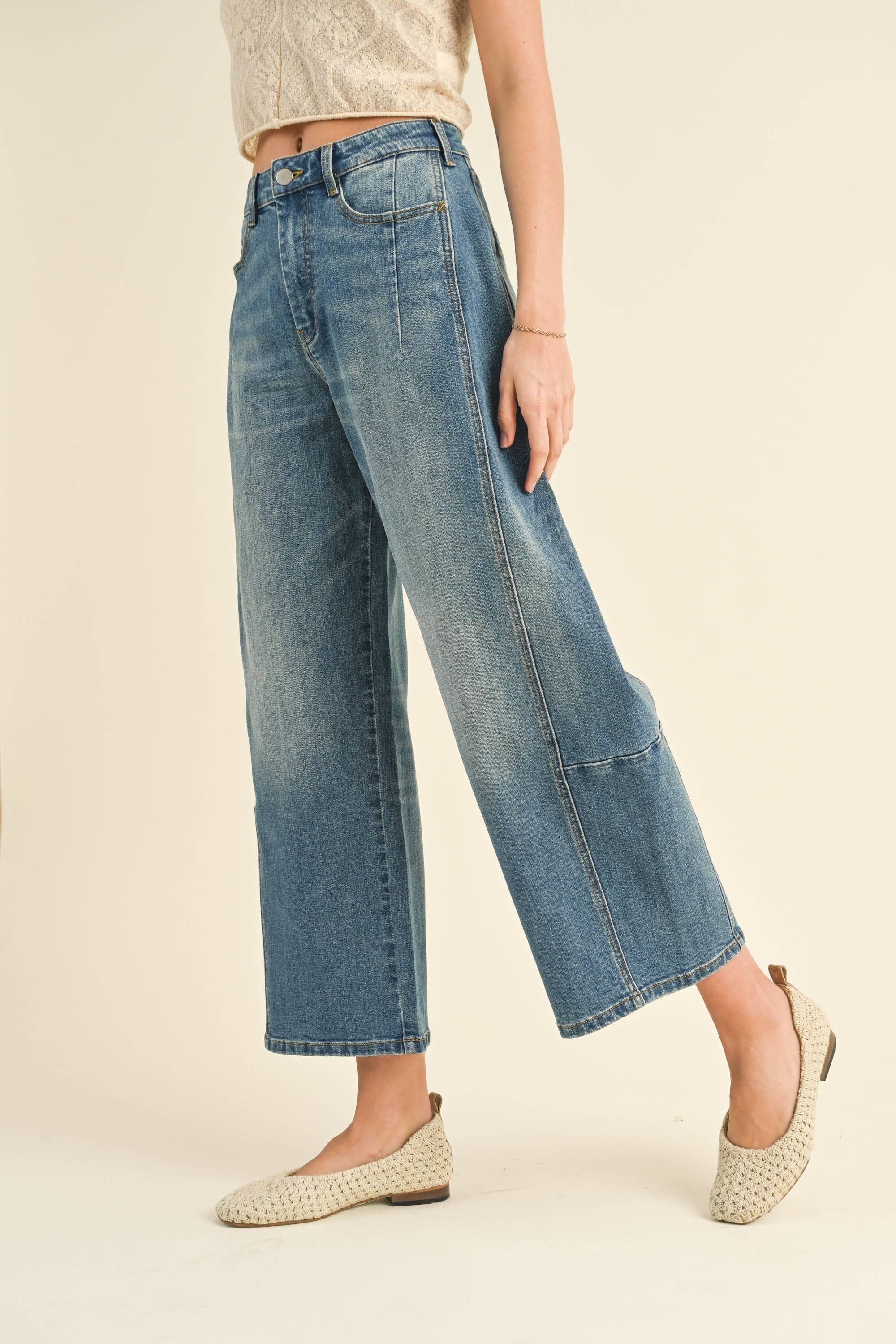 Loose Fit Ankle Length Denim Pants