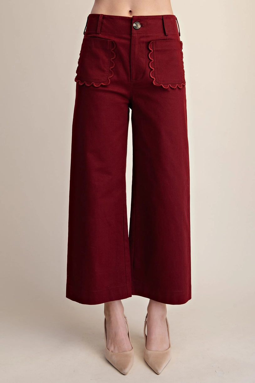 Colette Wide-Leg Scallop Pocket Pants