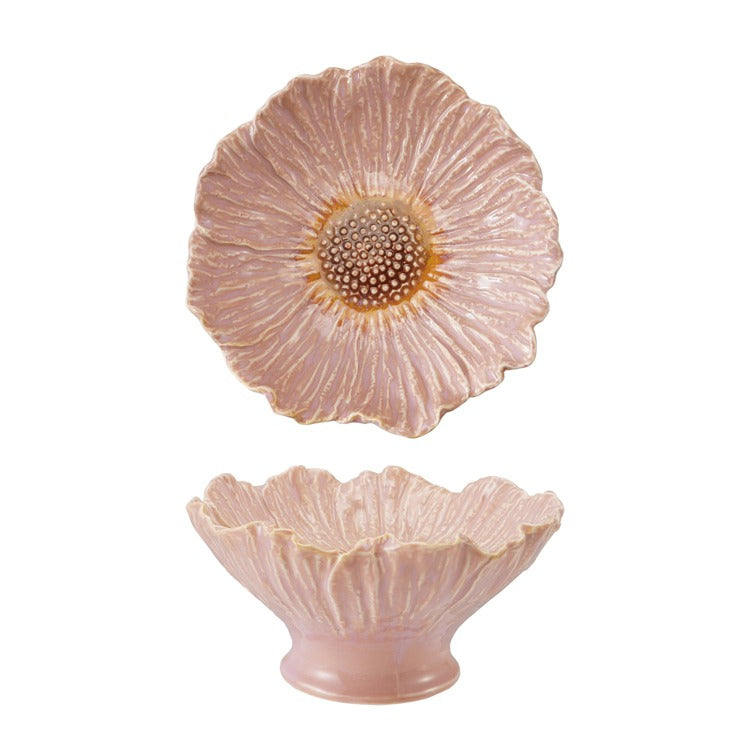 Blush Flower Shaped Footed Bowl